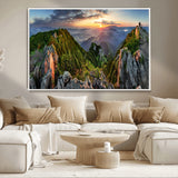 51582565-MGV-CV-36X24-Mountain Sunrise Panorama Wall Art – Scenic Landscape Canvas Print, Hiking Adventure Nature Photography, Large Mountain Range Wall