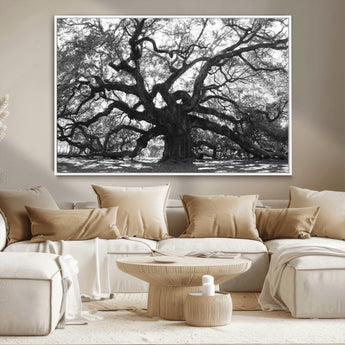 81655611-MGV-CV-36X24-Ancient Oak Wall Art Canvas Print, Framed Twisted Branches Art Picture Print, Gnarled Tree Perfect Moody Nature Decor Artwork