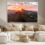 50957419-MGV-CV-36X24-Mountain Sunrise Wall Art Canvas Print, Framed Alpine Ridge Art Picture Print, Mountain Range Perfect Vibrant Rustic Decor Artwork