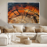 65909987-MGV-CV-36X24-Rustic Tree Ring Wall Art – Nature Inspired Wooden Texture Canvas Print, Modern Abstract Artwork for Living Room, Bedroom, Office