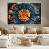 81894502-MGV-CV-36X24-Burnt Wood Wall Art Canvas Print, Framed Aged Timber Art Picture Print, Rustic Tree Slice Perfect Rustic Decor Artwork for Home,