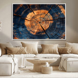 18975622-MGV-CV-36X24-Burnt Wood Wall Art Canvas Print, Framed Aged Timber Art Picture Print, Rustic Tree Slice Perfect Rustic Decor Artwork for Home,