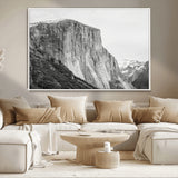 39393420-MGV-CV-36X24-El Capitan Wall Art Canvas Print, Framed Yosemite Cliff Art Picture Print, Monochrome Mountain Perfect Monochrome Sierra Decor