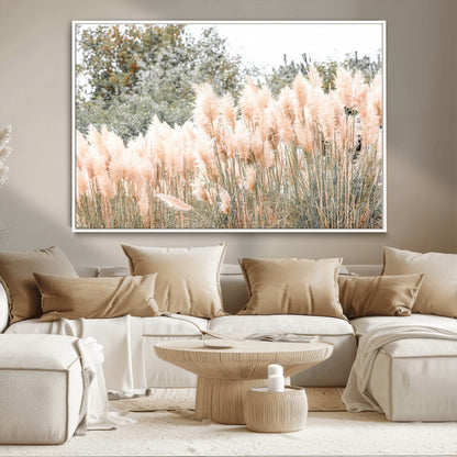 21826392-MGV-FC-36X24_White-Pampas Grass Wall Art Canvas Print, Framed Soft Pampas Art Picture Print, Pastel Grasses Perfect Soft Neutral Boho Decor Artwork