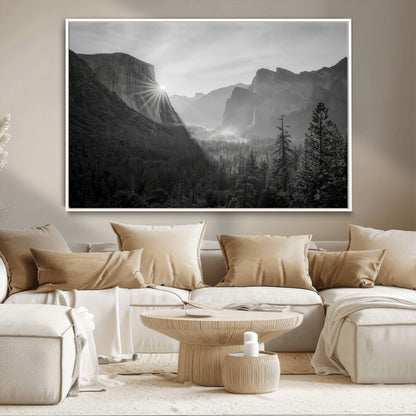 39278955-MGV-CV-36X24-Yosemite Valley Wall Art Canvas Print, Framed El Capitan Art Picture Print, Misty Mountain Perfect Modern Rustic Decor Artwork