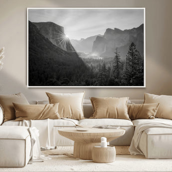 39278955-MGV-CV-36X24-Yosemite Valley Wall Art Canvas Print, Framed El Capitan Art Picture Print, Misty Mountain Perfect Modern Rustic Decor Artwork