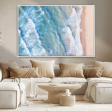 17641845-MGV-CV-36X24-Aerial Ocean Wall Art Canvas Print, Framed Blue Waves Art Picture Print, Sandy Shoreline Perfect Modern Coastal Decor Artwork