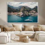 20321590-MGV-CV-36X24-Amalfi Coast Wall Art Canvas Print, Framed Italy Travel Art Picture Print, Mediterranean Landscape Perfect Mediterranean Coastal