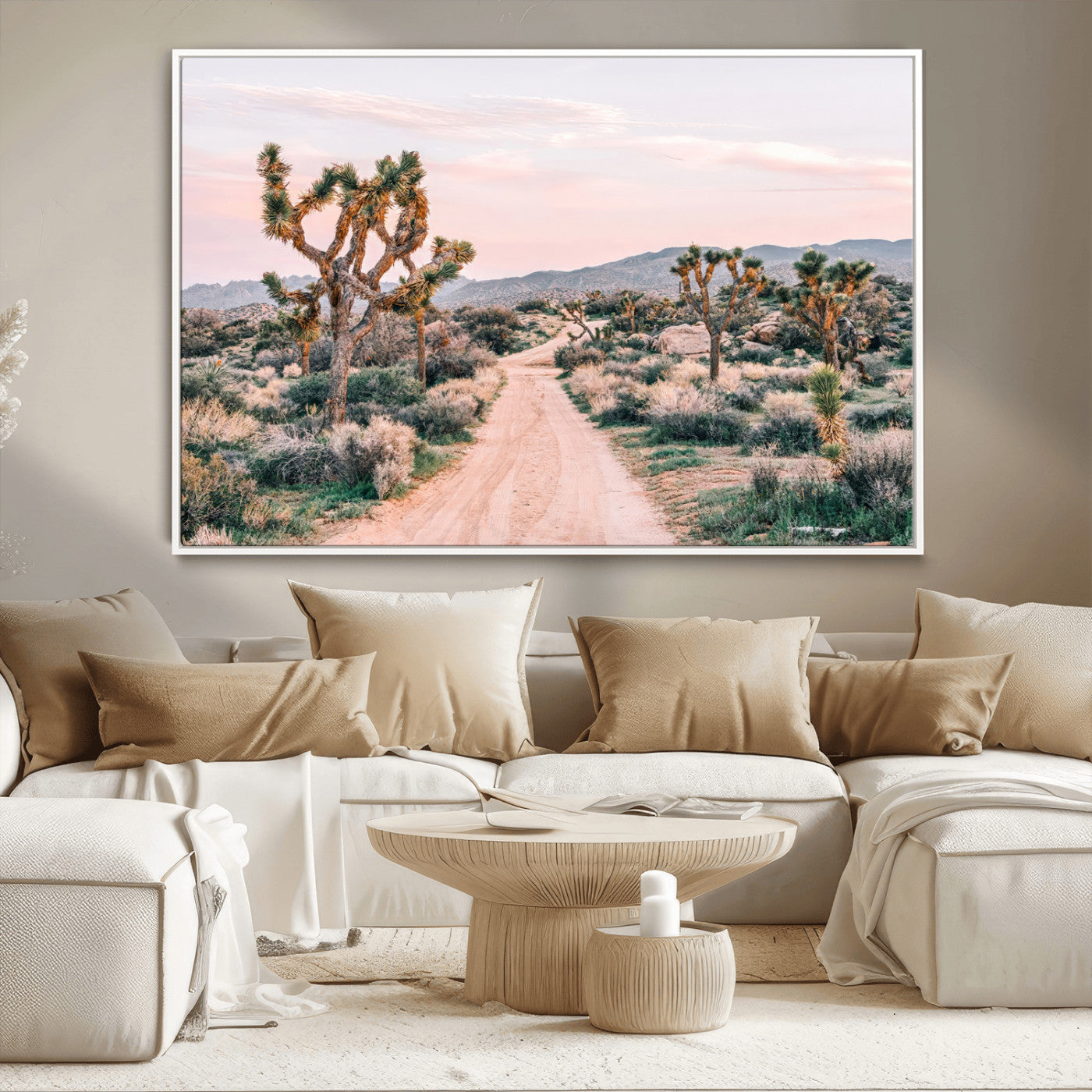 12540952-MGV-CV-36X24-Joshua Tree Park Wall Art Canvas Print, Framed Desert Road Art Picture Print, Sunset Drive Perfect Southwestern Boho Decor Artwork