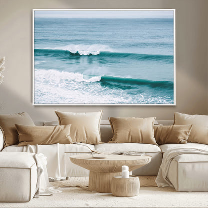 73692470-MGV-CV-36X24-Ocean Swell Wall Art Canvas Print, Framed Surf Waves Art Picture Print, Blue Water Perfect Coastal Dynamic Decor Artwork