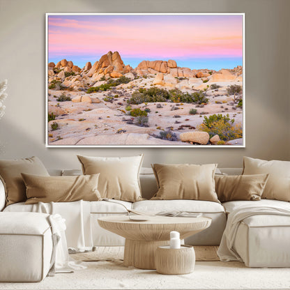 96167137-MGV-CV-36X24-Vibrant Sunset Sky Wall Art Canvas Print, Framed Joshua Tree Art Picture Print, Rugged Terrain Perfect Southwestern Boho Decor