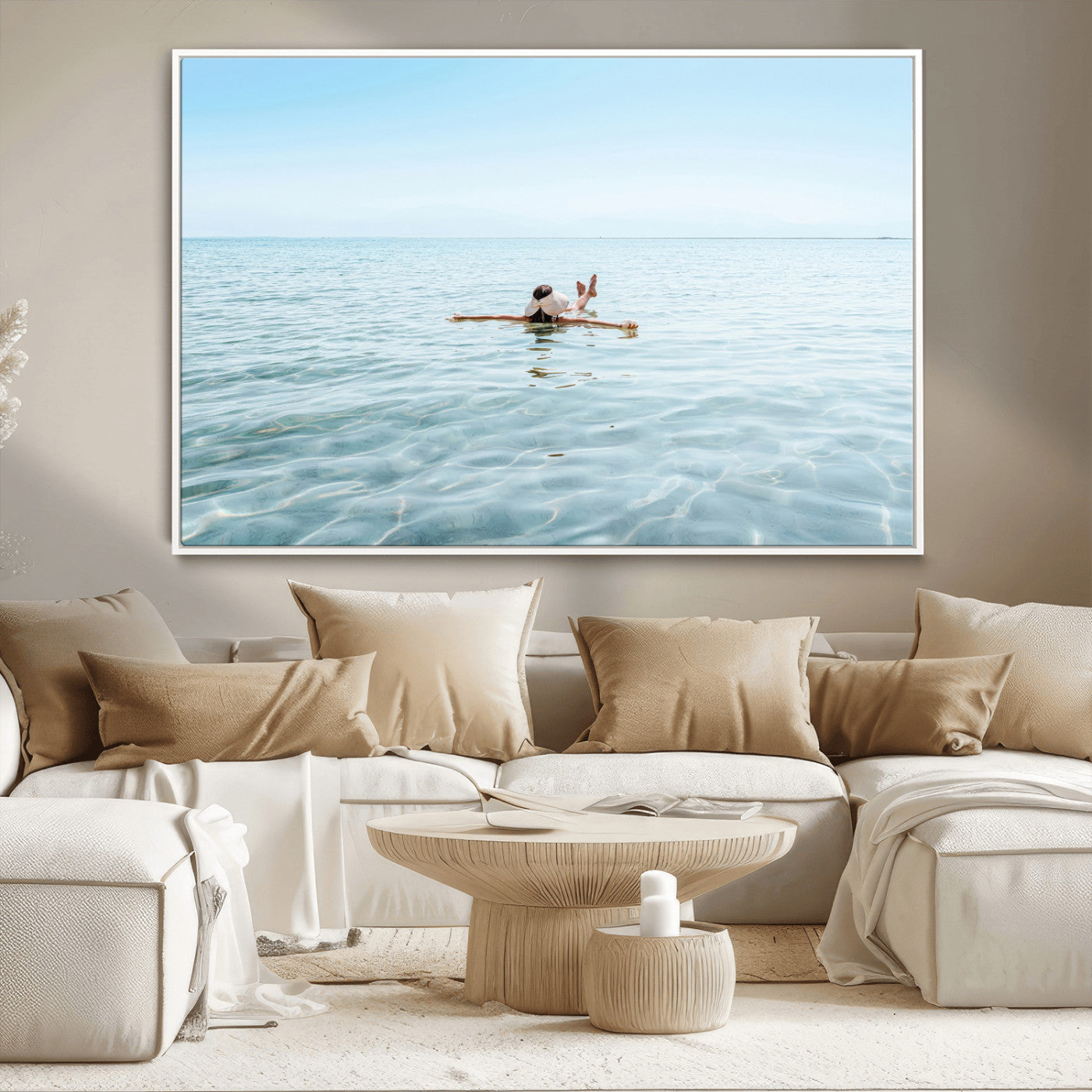 32624554-MGV-CV-36X24-Swimming Relaxation Wall Art Canvas Print, Framed Peaceful Water Art Picture Print, Clear Sea Perfect Minimalist Aquatic Decor
