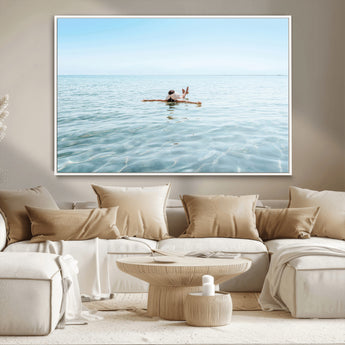 32624554-MGV-CV-36X24-Swimming Relaxation Wall Art Canvas Print, Framed Peaceful Water Art Picture Print, Clear Sea Perfect Minimalist Aquatic Decor