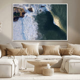 37405684-MGV-CV-36X24-Nazaré Coast Wall Art Canvas Print, Framed Aerial Ocean Art Picture Print, Coastal Fortress Perfect Dramatic Coastal Decor Artwork