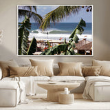 34722557-MGV-CV-36X24-Tropical Shoreline Wall Art Canvas Print, Framed Surfer Beach Art Picture Print, Coastal Surf Perfect Tropical Coastal Decor