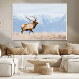 96024025-MGV-CV-36X24-Elk Photography Wall Art Canvas Print, Framed Mountain Wildlife Art Picture Print, Rustic Lodge Decor Perfect Rustic Lodge Decor