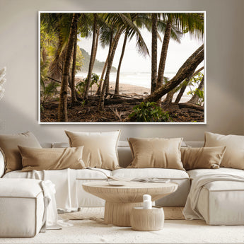 92093951-MGV-CV-36X24-Tropical Jungle Wall Art Canvas Print, Framed Palm Tree Forest Art Picture Print, Coastal Escape Perfect Jungle Retreat Decor