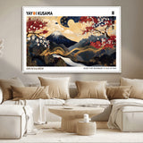 66243961-MGV-CV-36X24-Mount Fuji Japanese Wall Art – Golden Abstract Landscape Canvas Print, Cherry Blossom Painting, Modern Oriental Zen Home Decor