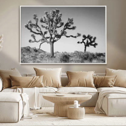 93692513-MGV-CV-36X24-Joshua Tree Wall Art Canvas Print, Framed Monochrome Desert Art Picture Print, Minimalist Nature Scene Perfect Southwestern