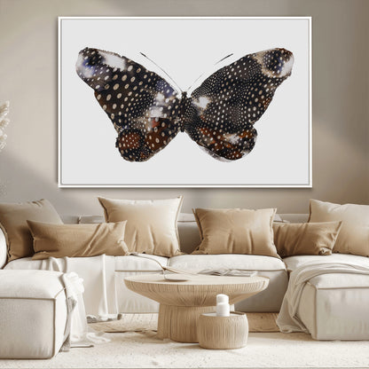99831147-MGV-CV-36X24-Spotted Butterfly Wall Art Canvas Print, Framed Neutral Insect Theme Art Picture Print, Earthy Wing Pattern Perfect Modern Rustic