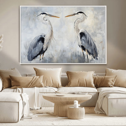 90806932-MGV-CV-36X24-Heron Wall Art Wall Art Canvas Print, Framed Bird Canvas Decor Art Picture Print, Nature Inspired Perfect Coastal Minimalist Decor