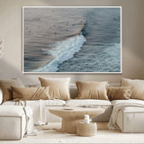 23077324-MGV-FC-36X24_White-Ocean Waves Wall Art Canvas Print, Framed Coastal Serenity Art Picture Print, Surf Aesthetic Perfect Modern Coastal Decor Artwork