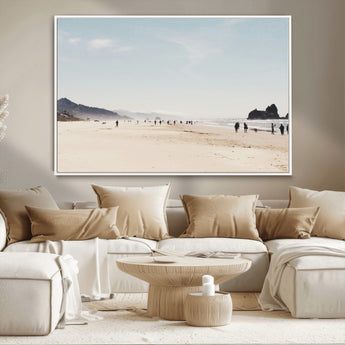 28307820-MGV-CV-36X24-Minimalist Beach Wall Art Canvas Print, Framed Coastal Serenity Art Picture Print, Soft Sand Perfect Modern Coastal Decor Artwork