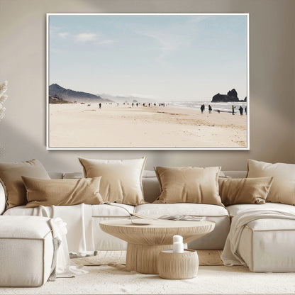28307820-MGV-CV-36X24-Minimalist Beach Wall Art Canvas Print, Framed Coastal Serenity Art Picture Print, Soft Sand Perfect Modern Coastal Decor Artwork