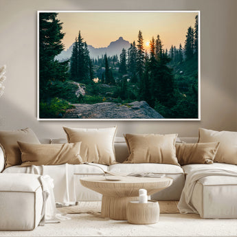 66397982-MGV-FC-36X24_White-Mountain Landscape Wall Art Canvas Print, Framed Forest Serenity Art Picture Print, Mountain Landscape Perfect Rustic Wilderness