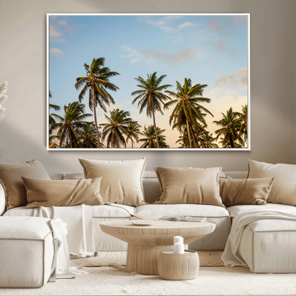 99033771-MGV-CV-36X24-Palm Trees Wall Art Canvas Print, Framed Tropical Vibes Art Picture Print, Coastal Sunset Perfect Coastal Boho Decor Artwork