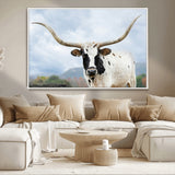 63592811-MGV-CV-36X24-Texas Longhorn Wall Art Canvas Print, Framed Western Rustic Art Picture Print, Farmhouse Decor Perfect Rustic Farmhouse Decor