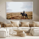 57597730-MGV-FC-36X24_White-Cowboy Wall Art Wall Art Canvas Print, Framed Western Canvas Art Picture Print, Rustic Ranch Scene Perfect Rustic Western Decor