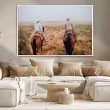54943176-MGV-CV-36X24-Cowboy Wall Art Wall Art Canvas Print, Framed Western Canvas Art Picture Print, Rustic Ranch Scene Perfect Rustic Western Decor