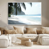 18311030-MGV-CV-36X24-Tropical Beach Wall Art Canvas Print, Framed Serene Ocean Art Picture Print, Palm Tree Shadows Perfect Tropical Coastal Decor