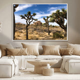 25722592-MGV-CV-36X24-Joshua Tree Desert Wall Art Canvas Print, Framed Southwestern Nature Art Picture Print, Rustic Earth Tones Perfect Southwestern