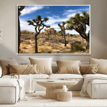 25722592-MGV-CV-36X24-Joshua Tree Desert Wall Art Canvas Print, Framed Southwestern Nature Art Picture Print, Rustic Earth Tones Perfect Southwestern