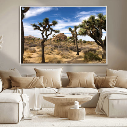 25722592-MGV-CV-36X24-Joshua Tree Desert Wall Art Canvas Print, Framed Southwestern Nature Art Picture Print, Rustic Earth Tones Perfect Southwestern