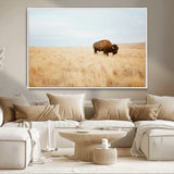 61392510-MGV-CV-36X24-Buffalo Wall Art Wall Art Canvas Print, Framed Western Wildlife Decor Art Picture Print, Rustic Farmhouse Art Perfect Rustic