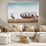 81594705-MGV-CV-36X24-Elk Herd Wall Art Canvas Print, Framed Wildlife Photography Art Picture Print, Rustic Nature Print Perfect Rustic Wildlife Decor