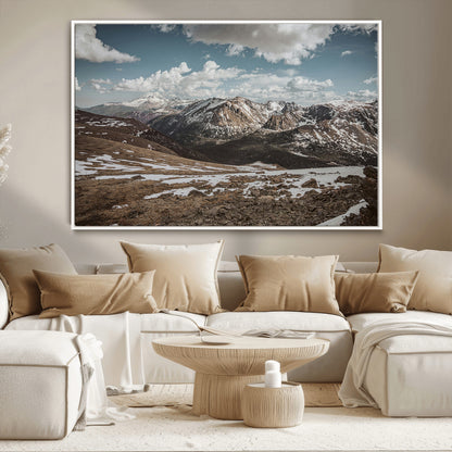 44565953-MGV-CV-36X24-Mountain Landscape Wall Art Canvas Print, Framed Snowy Peaks Art Picture Print, Rugged Highlands Perfect Rustic Adventure Decor