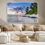 75045485-MGV-CV-36X24-Tropical Beach Wall Art Canvas Print, Framed Sunset Glow Art Picture Print, Palm Tree Coast Perfect Tropical Coastal Decor Artwork