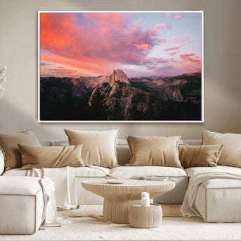 32786115-MGV-CV-36X24-Half Dome Wall Art Canvas Print, Framed Yosemite National Park Art Picture Print, Dramatic Sunset Perfect Adventurous Wilderness