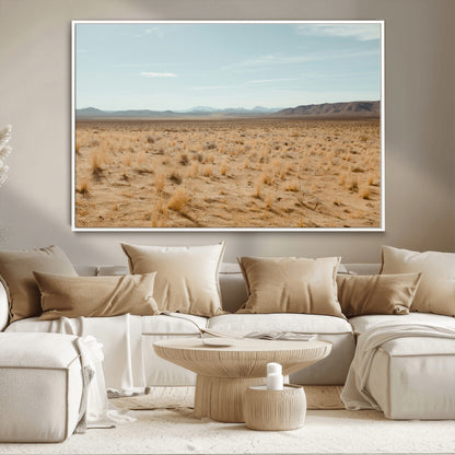 55918919-MGV-CV-36X24-Desert Landscape Wall Art – Golden Grass Plains and Mountain Horizon Canvas Print, Southwest Nature Photography Decor for Living