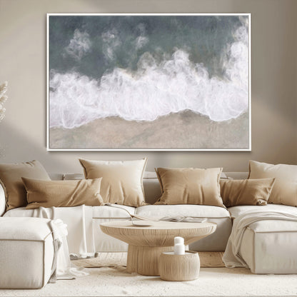 10072982-MGV-CV-36X24-Abstract Ocean Wave Wall Art – Coastal Beach Canvas Print, Minimalist Seascape Painting, Modern Ocean Inspired Artwork for Living