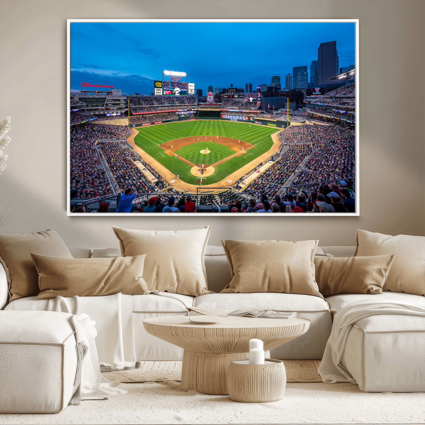 77273035-MGV-CV-36X24-Baseball Stadium Wall Art – Panoramic Evening Game Canvas Print, Sports Fan Decor for Man Cave, Office, Bar, or Living Room