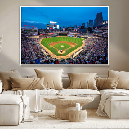 77273035-MGV-CV-36X24-Baseball Stadium Wall Art – Panoramic Evening Game Canvas Print, Sports Fan Decor for Man Cave, Office, Bar, or Living Room