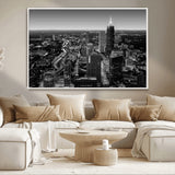 46578567-MGV-CV-36X24-Atlanta Skyline Wall Art – Black and White Cityscape Canvas Print, Modern Urban Night Decor for Office, Living Room, or Apartment