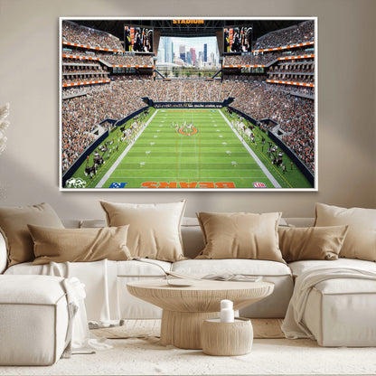 76935553-MGV-CV-36X24-Football Stadium Wall Art – Panoramic Game Day Canvas Print, Sports Decor for Man Cave, Office, Bar, or Living Room