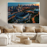 36690345-MGV-CV-36X24-Soldier Field Wall Art – Chicago Bears Stadium Aerial Night Canvas Print, City Skyline Football Decor for Living Room, Office, or