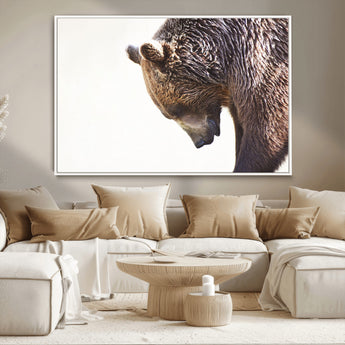 14405507-MGV-CV-36X24-Bear Wall Art – Wildlife Canvas Print with Rustic Animal Portrait and Minimalist Background, Nature Inspired Photography for